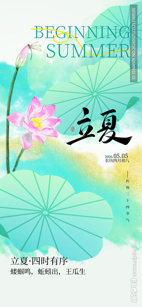 夏日荷塘古风插画