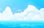 蓝天蓝海梦幻云朵景观