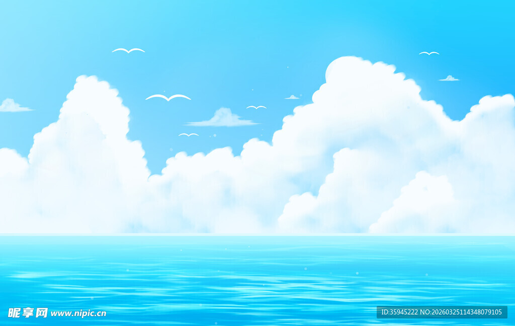 蓝天蓝海梦幻云朵景观