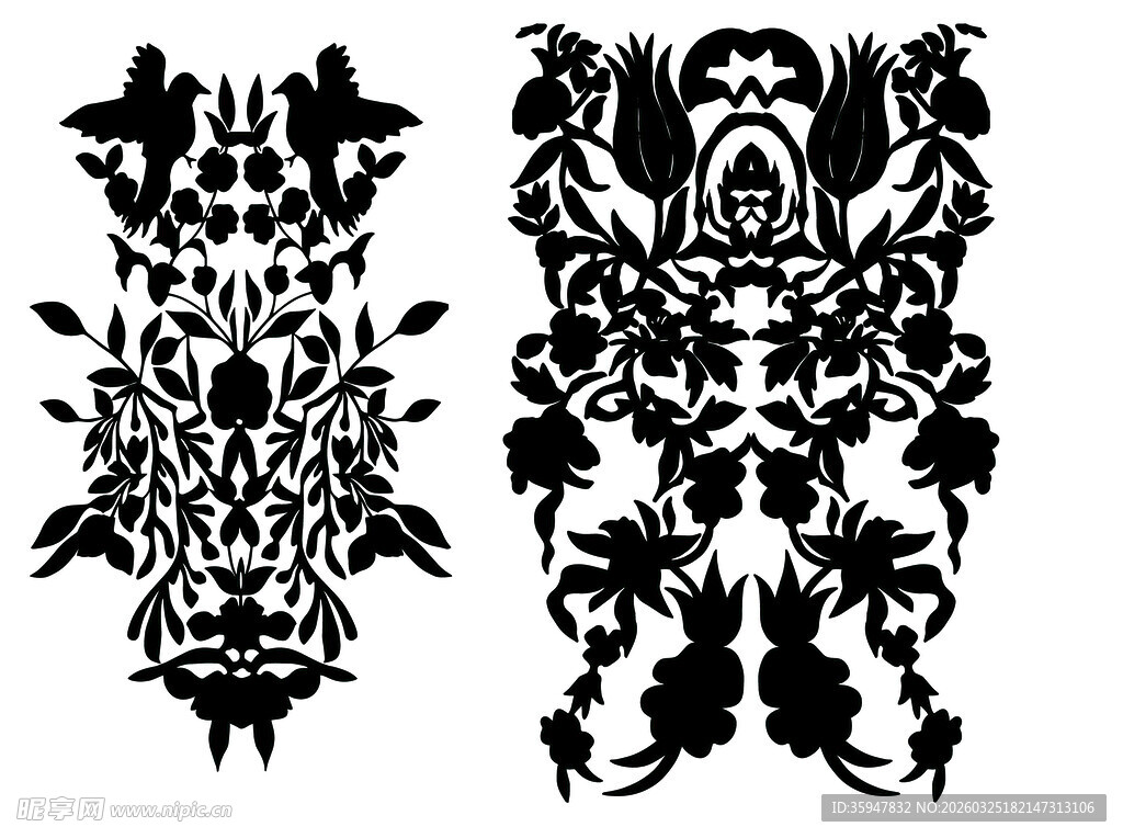 复古图腾花卉纹身图案