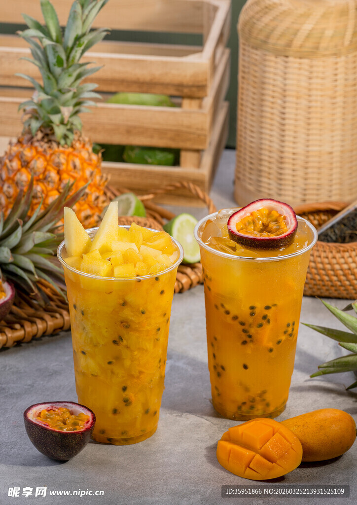 百香果菠萝冰饮 凤梨