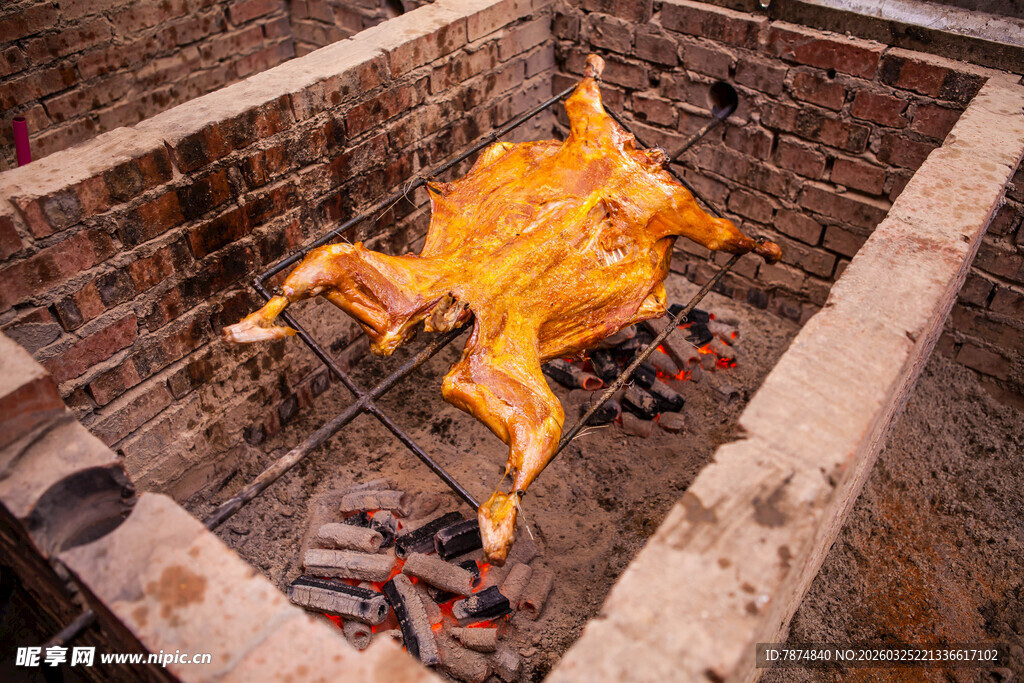 传统砖砌烤炉烤全羊