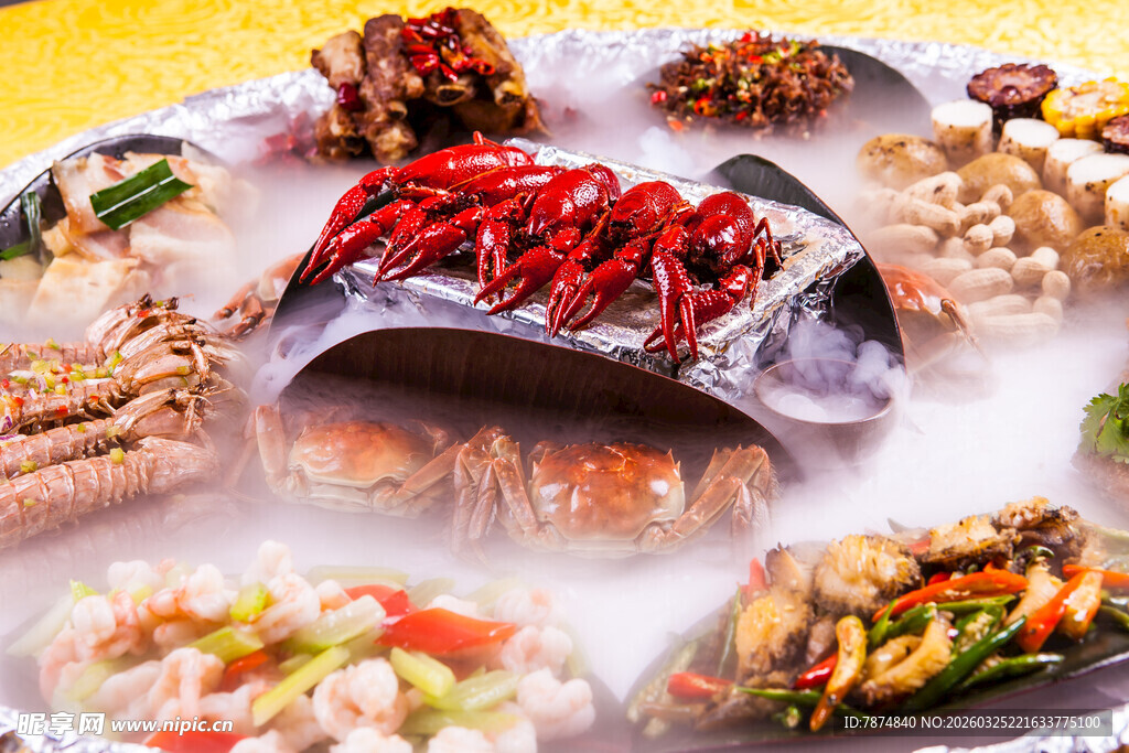 丰盛海鲜拼盘美食盛宴