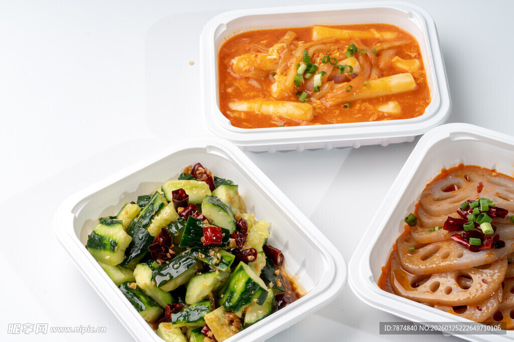 多样美味盒装菜肴展示