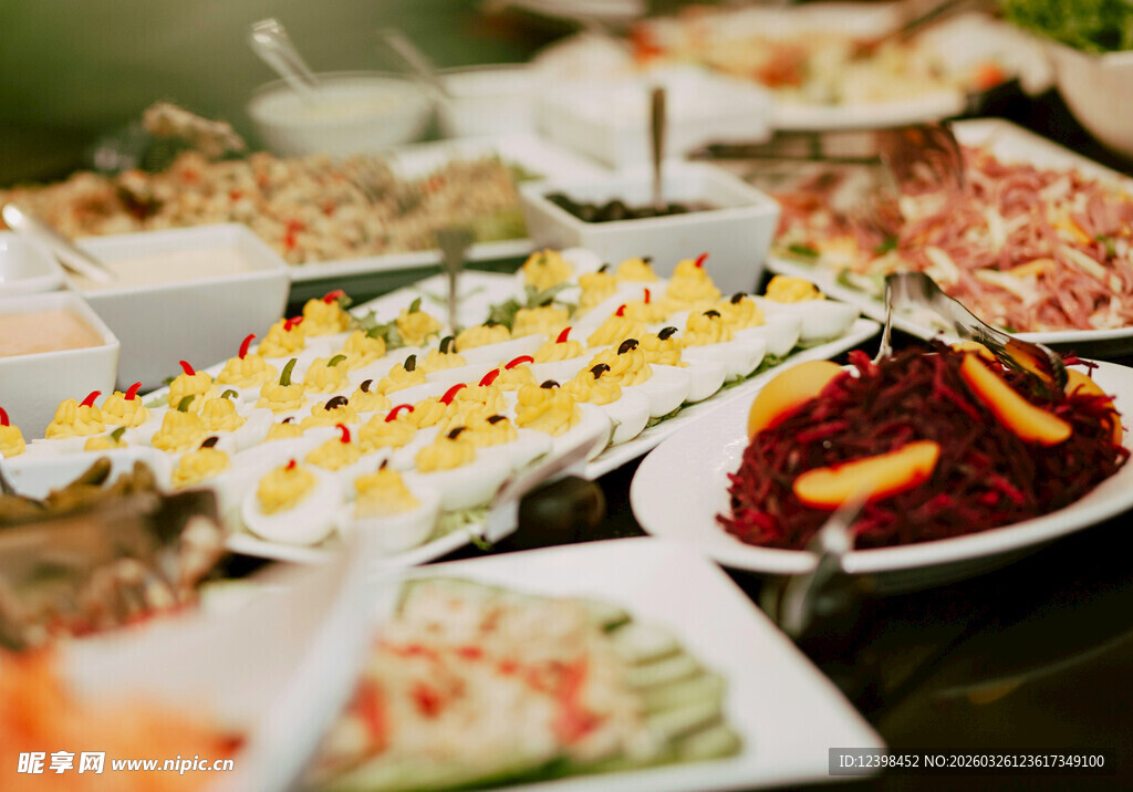 丰盛多样的精美自助餐食