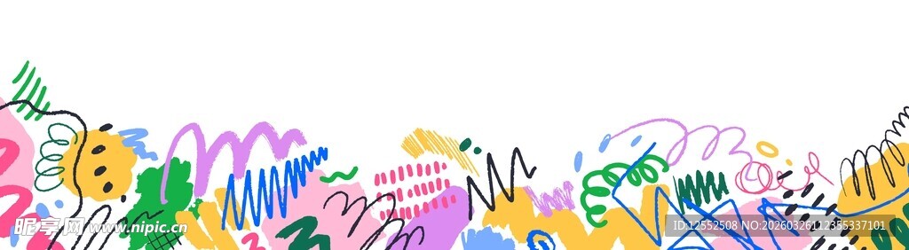 多彩手绘涂鸦线条图案