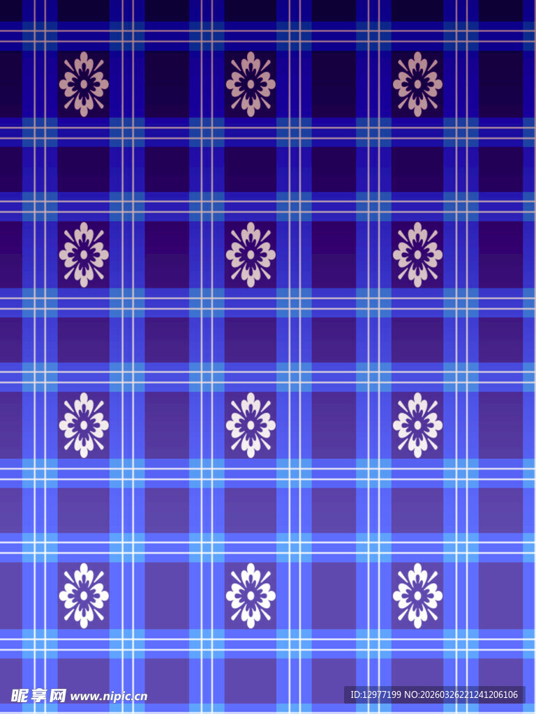 蓝色格子花纹图案设计