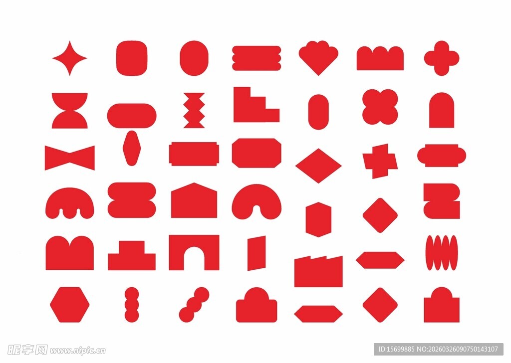 红色几何图形集合