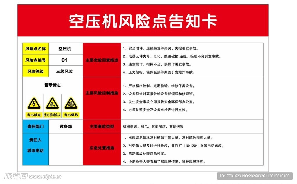 空压机风险点告知卡