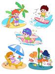 夏日海滩欢乐儿童活动