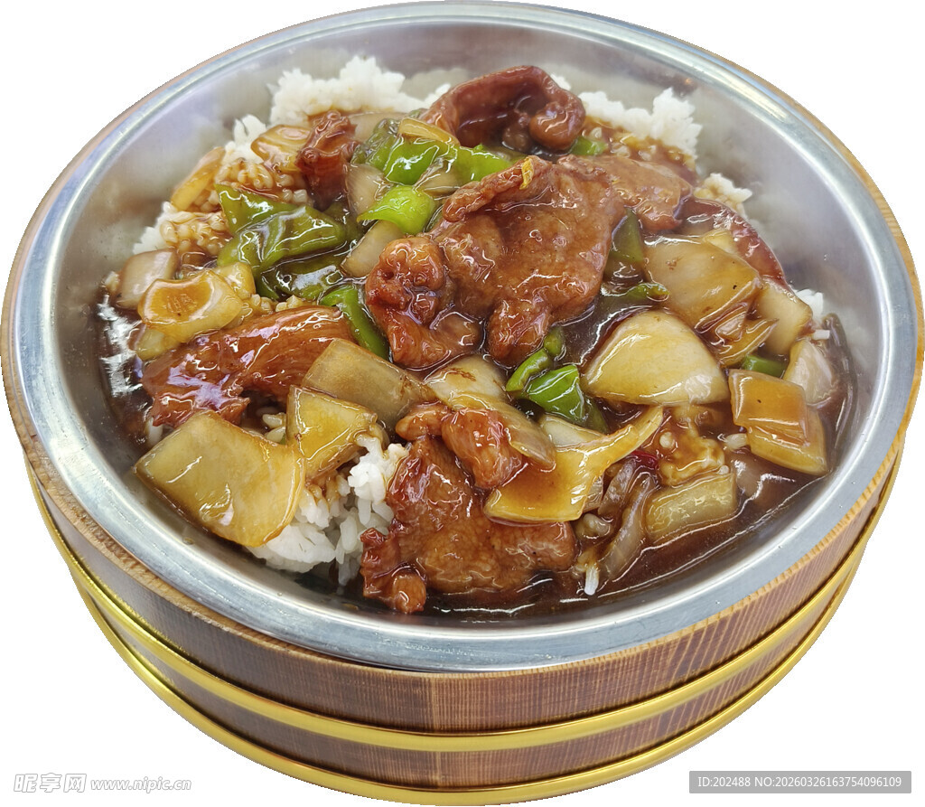 蚝油牛肉木桶饭