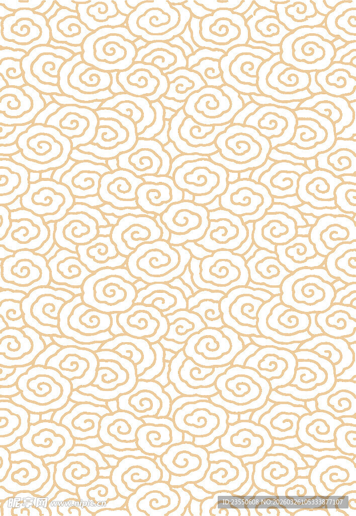 米黄色祥云螺旋花纹透明背景图