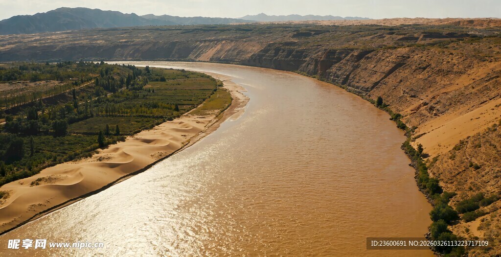 壮丽黄河风景俯瞰图
