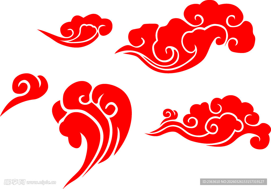 中式红色祥云图案元素