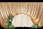 金色幔布婚礼迎宾区