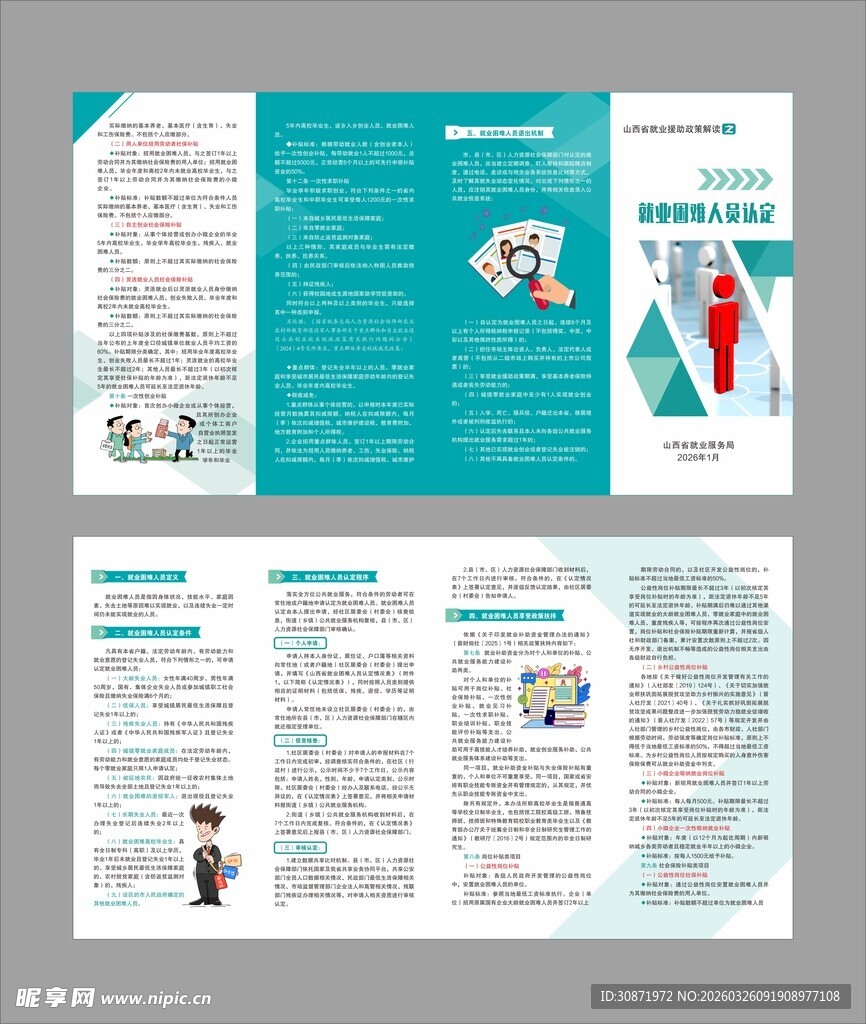 就业困难人员认定 折页设计展示