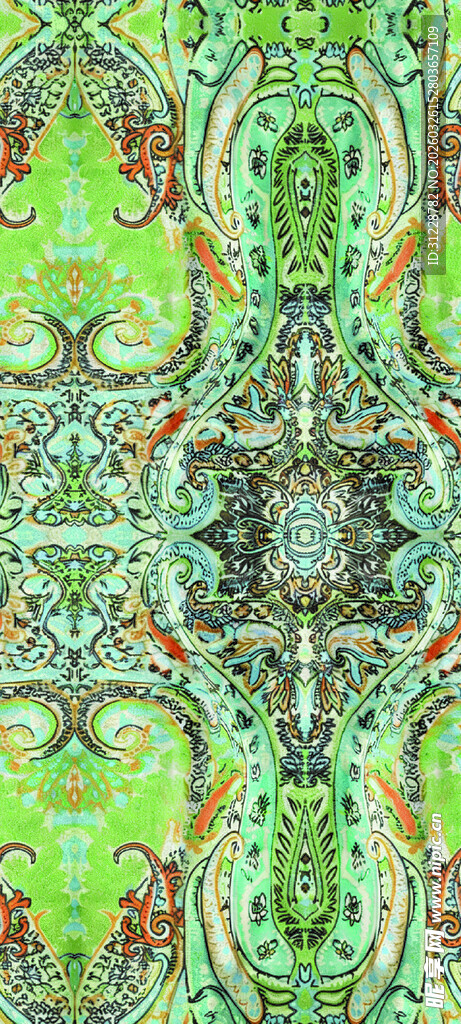 抽象几何绿色花纹图案