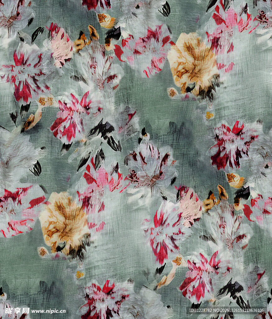 花卉图案布料色彩绚丽