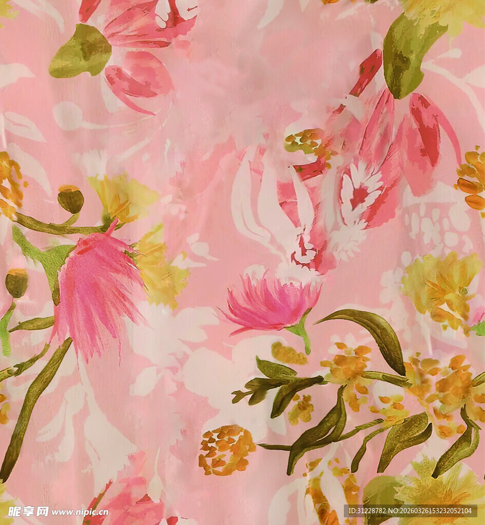 粉色花卉图案布料