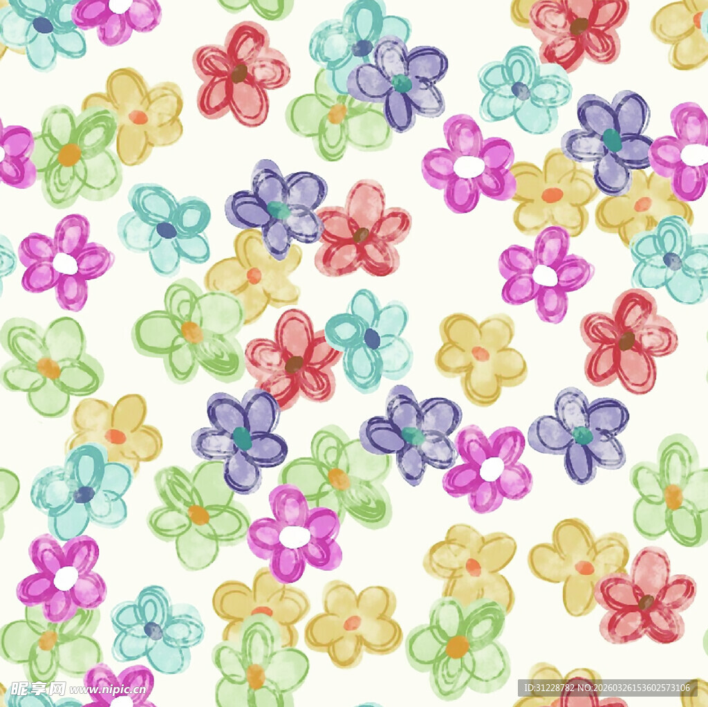 多彩小花无缝图案背景