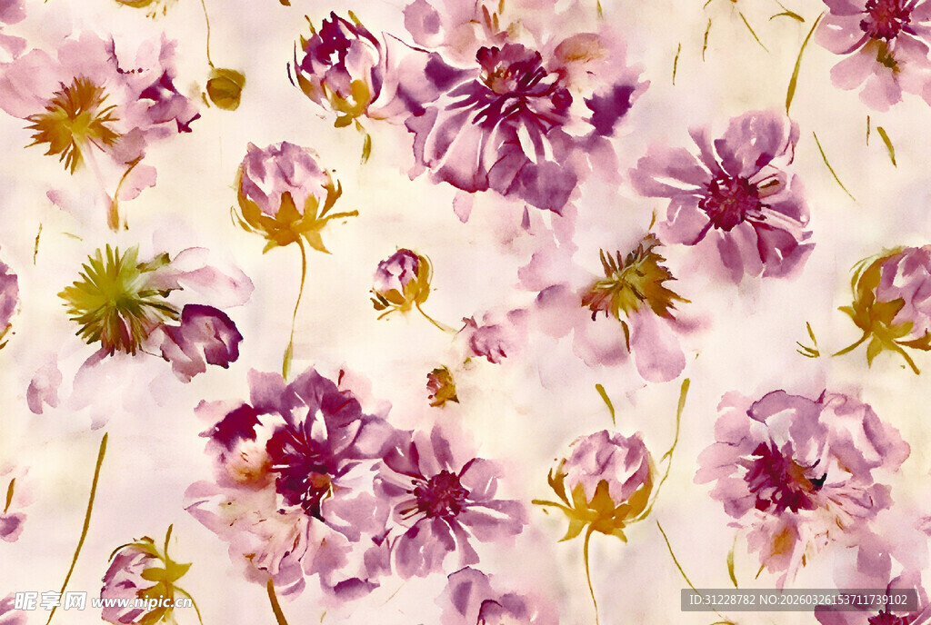 紫色花卉图案背景纹理