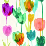 多彩水彩郁金香花卉图案