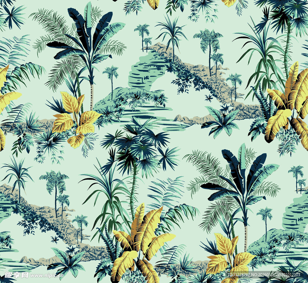 热带植物花卉图案背景