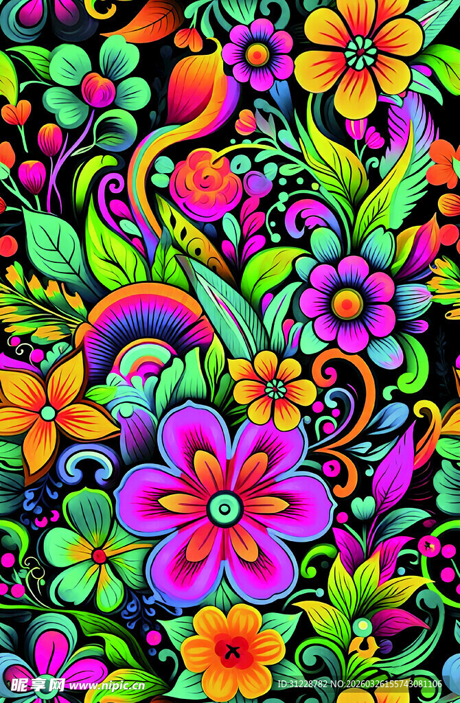 缤纷多彩花卉图案