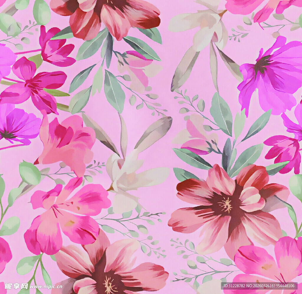 粉色花卉水彩图案背景