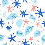 海洋风星星叶子图案背景