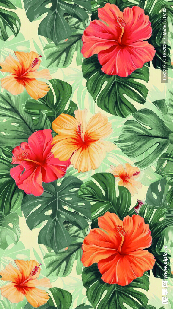 热带花卉图案背景