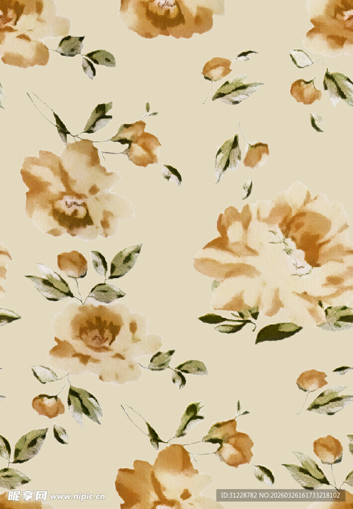 复古花卉图案布料纹理