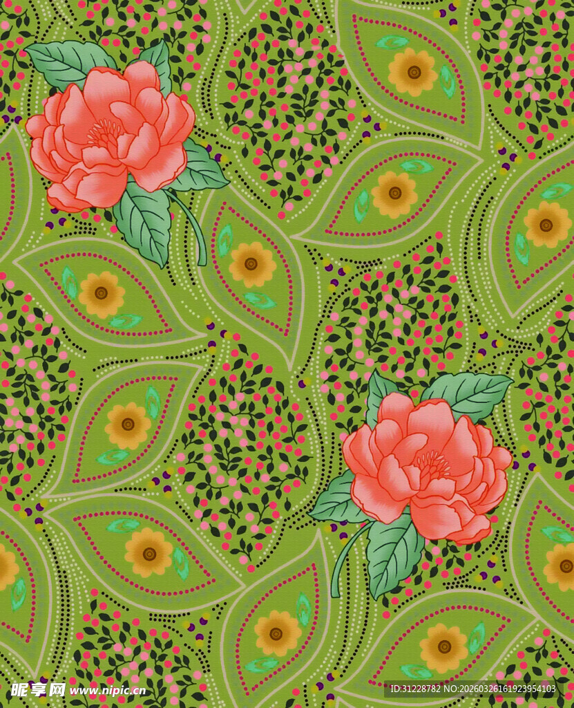 花卉几何图案背景纹理