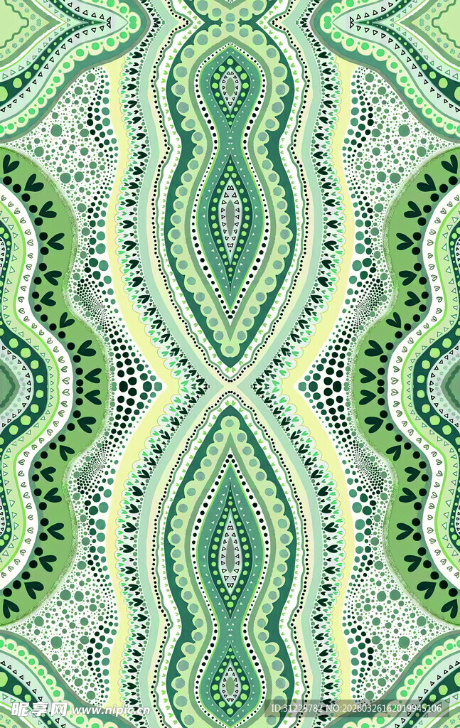 清新几何绿植纹理图案