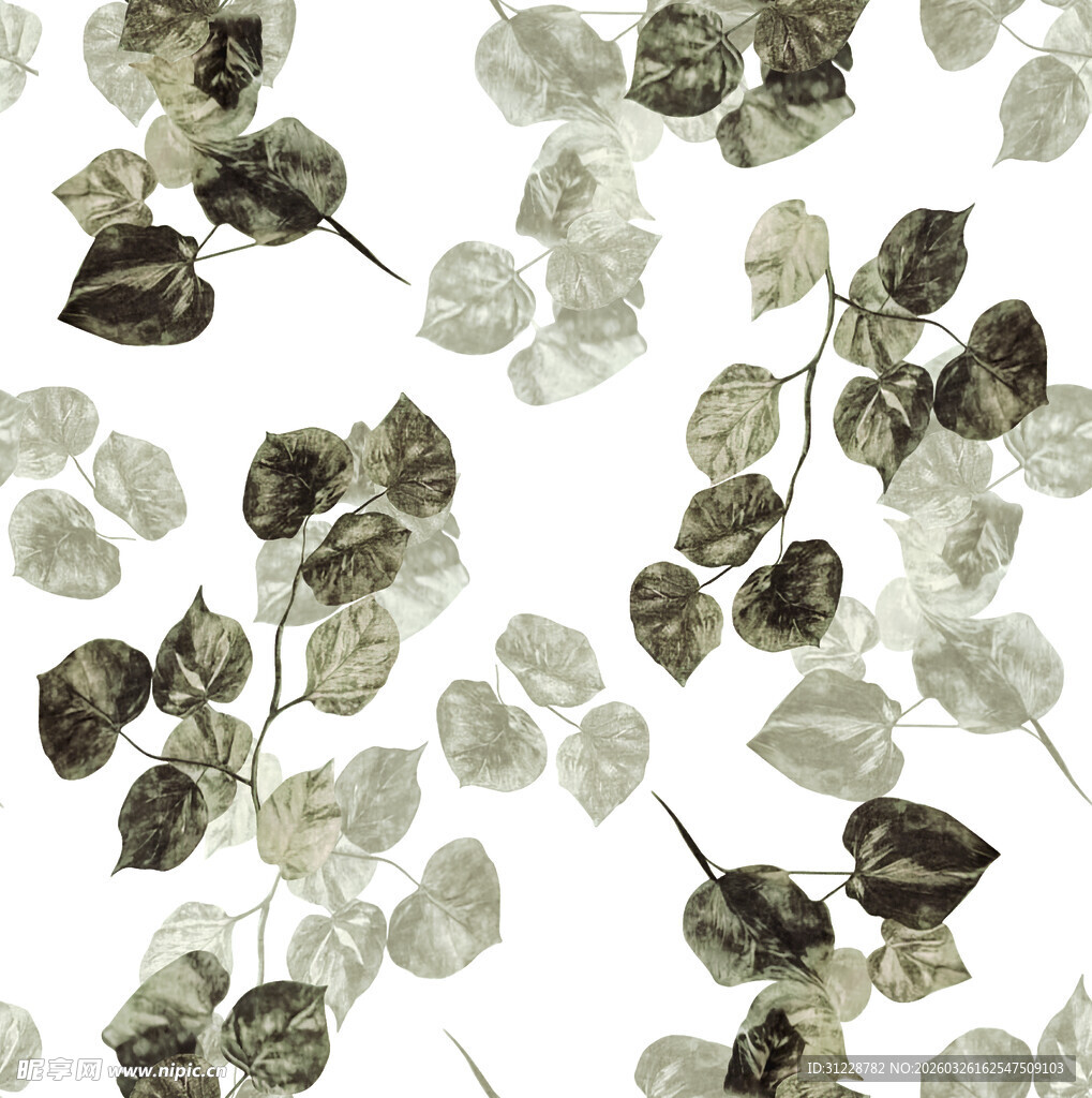 复古风银叶植物图案背景