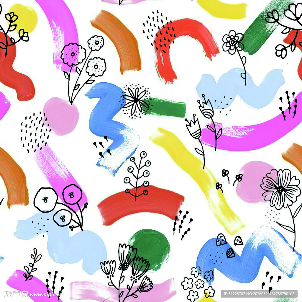 多彩手绘图案背景素材
