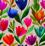 多彩花卉无缝图案背景