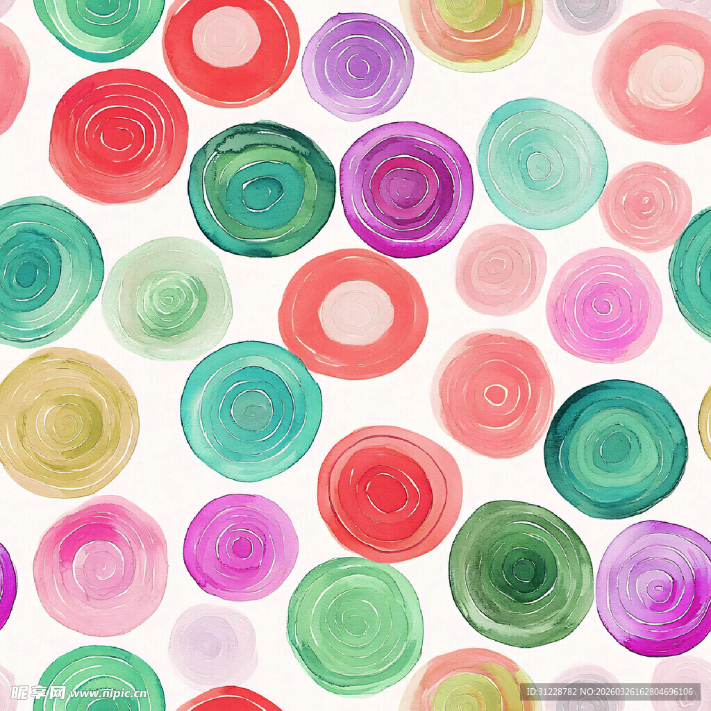 多彩水彩圆圈图案背景