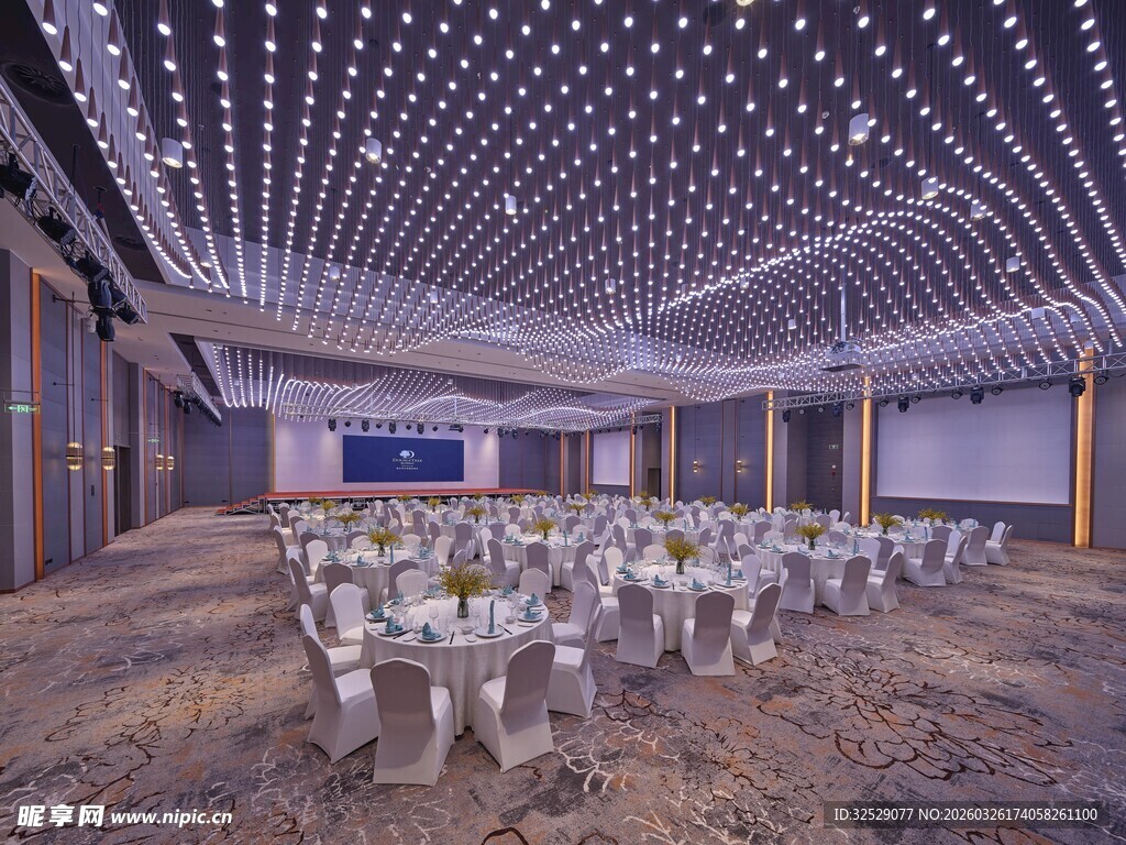 豪华宴会厅布置精美场景