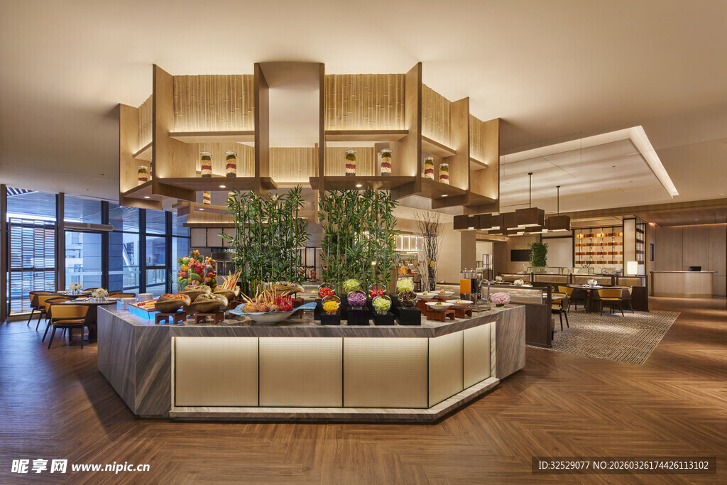 豪华酒店大堂自助餐区