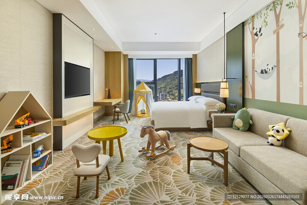 温馨亲子主题酒店房间场景