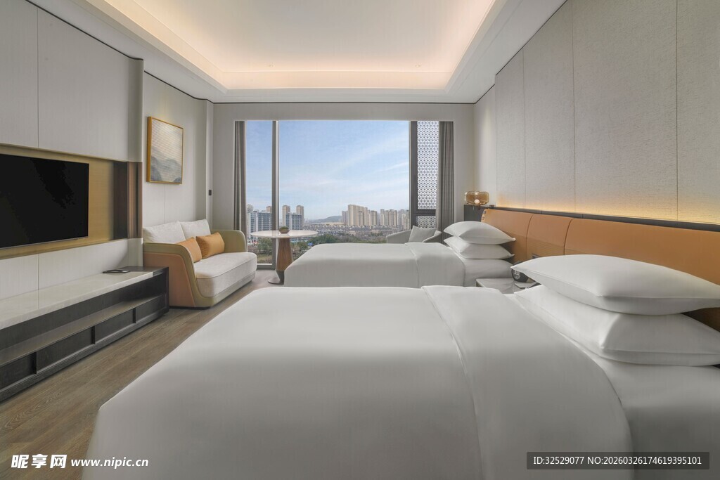 现代简约风格双床酒店客房