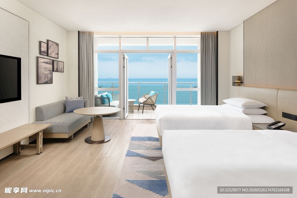 海景双床现代风酒店客房