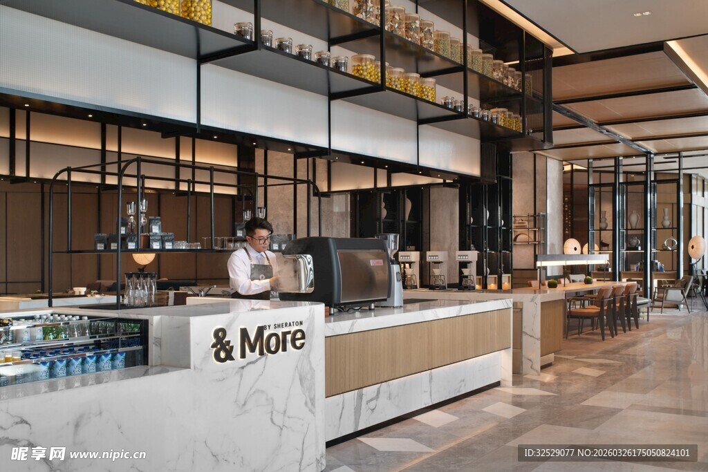 现代简约风格的咖啡店吧台
