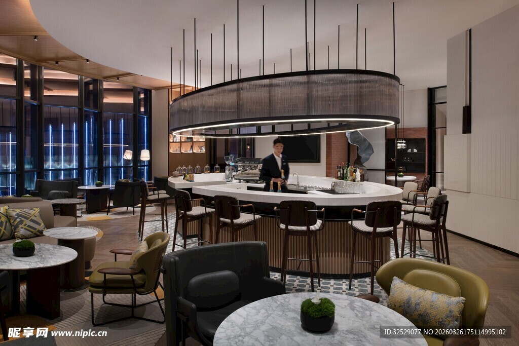 现代豪华餐厅室内优雅场景