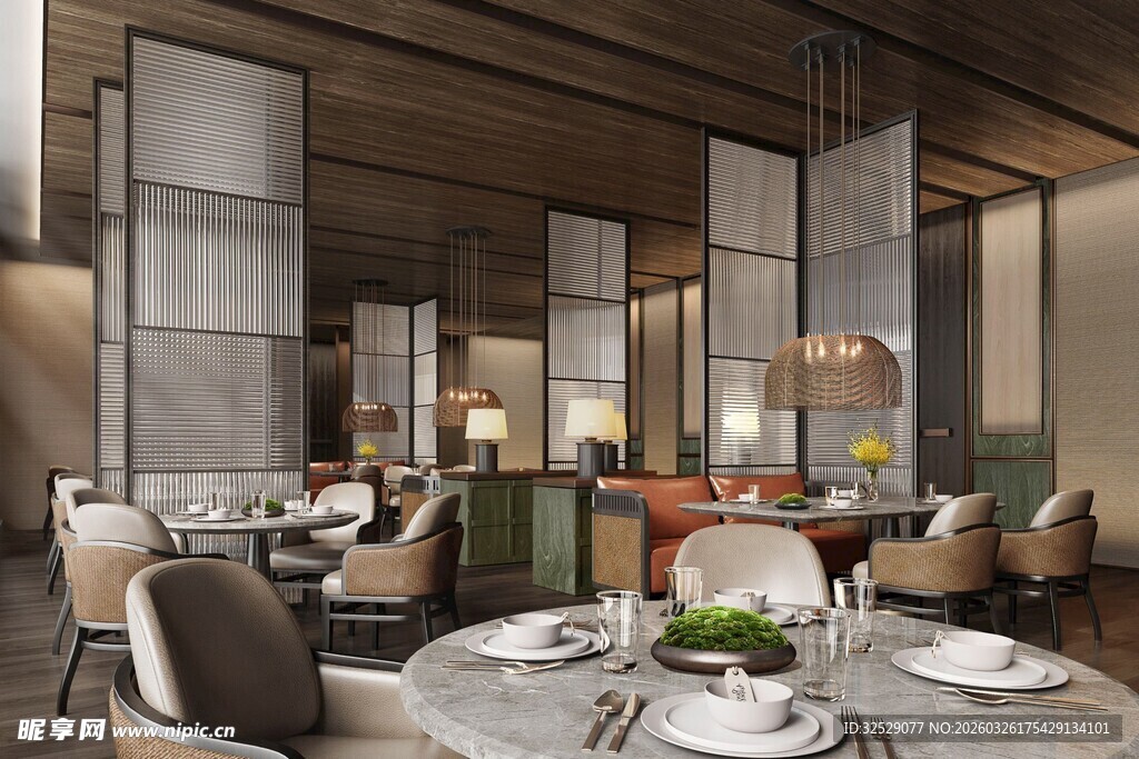现代优雅餐厅室内场景