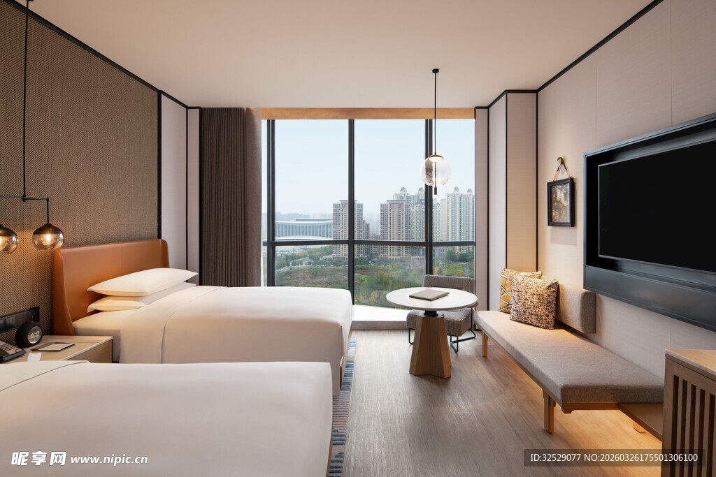 现代简约风格双床卧室