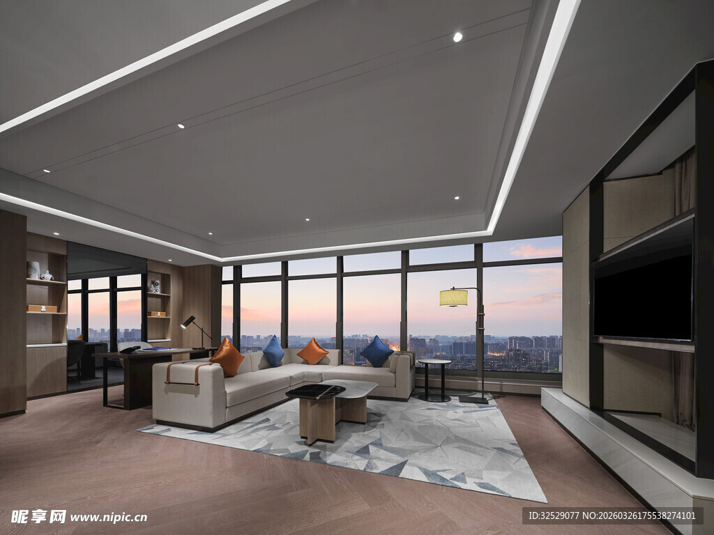 现代简约风豪华全景客厅