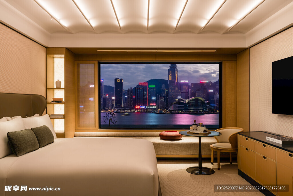 现代豪华卧室大屏景观视野