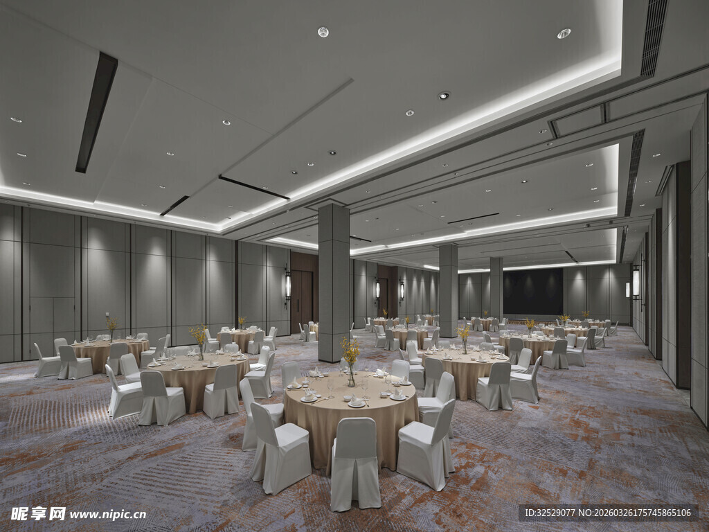 现代风格宽敞宴会大厅